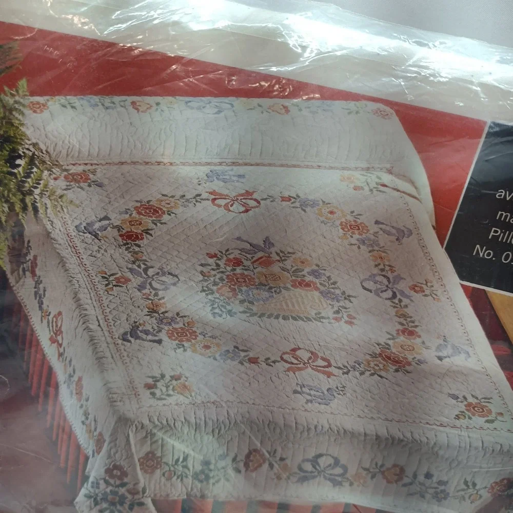 Paragon Cross Stitch Quilt Kit Colonial Plymouth Double Bed Flowers Blue Birds